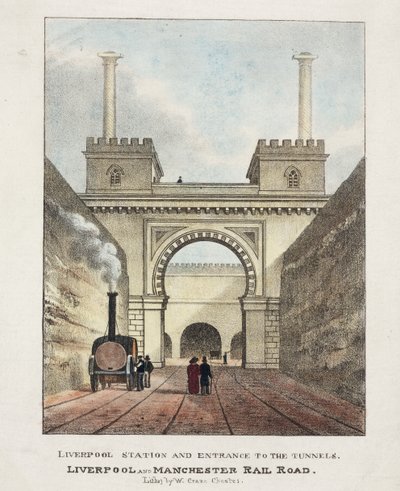 Liverpool Station en Ingang naar de Tunnels, 1831 door English School